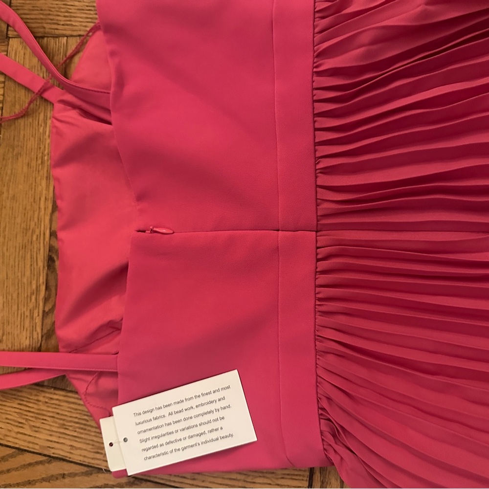 Aidan Mattox Asymmetrical Pleated Midi-Length Dress in Watermelon Bliss Size 2 - Picture 11 of 11